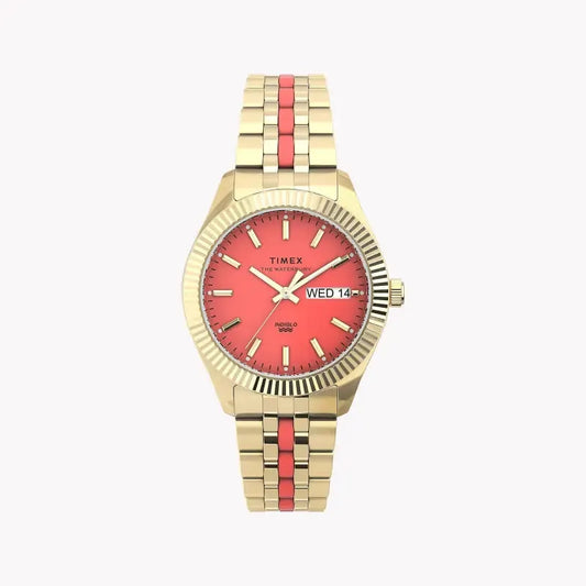 Timex Women's Gold Stainless Steel Watch, Orange Dial | Tw2u82700 by TIMEX