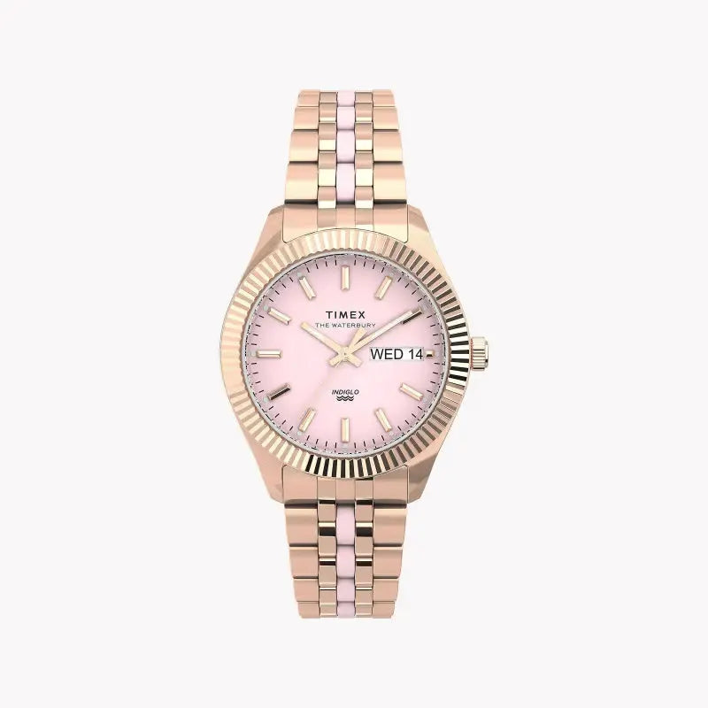 Timex Women's Rose Gold Stainless Steel Watch, Pink Dial | Tw2u82800 by TIMEX