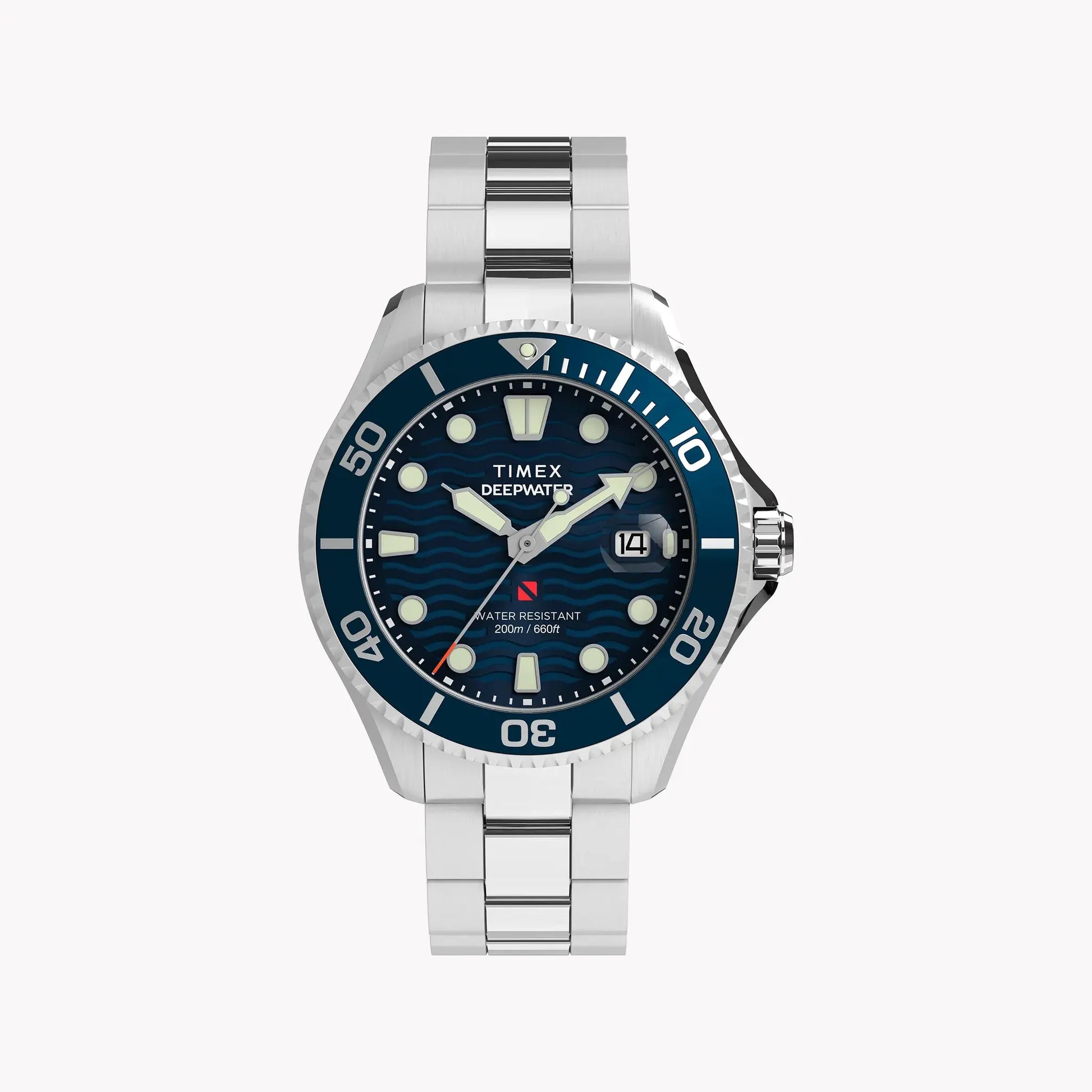 Deep Water Meridian 200 SST Blue Dial Bracelet TW2W81900 | Men's Sport Watch by TIMEX