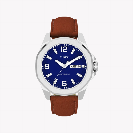 Timex Men's Silver/Brown, Blue Quartz Watch | Tw2w92800 by TIMEX