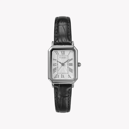 Timex Women's Silver/Black Leather Watch | Tw2y00800 by TIMEX