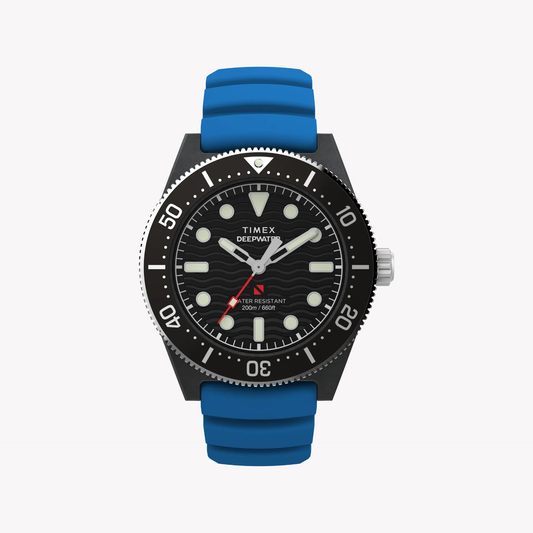 Timex Men's Black Resin/Blue Rubber Watch | Tw2y02500 by TIMEX