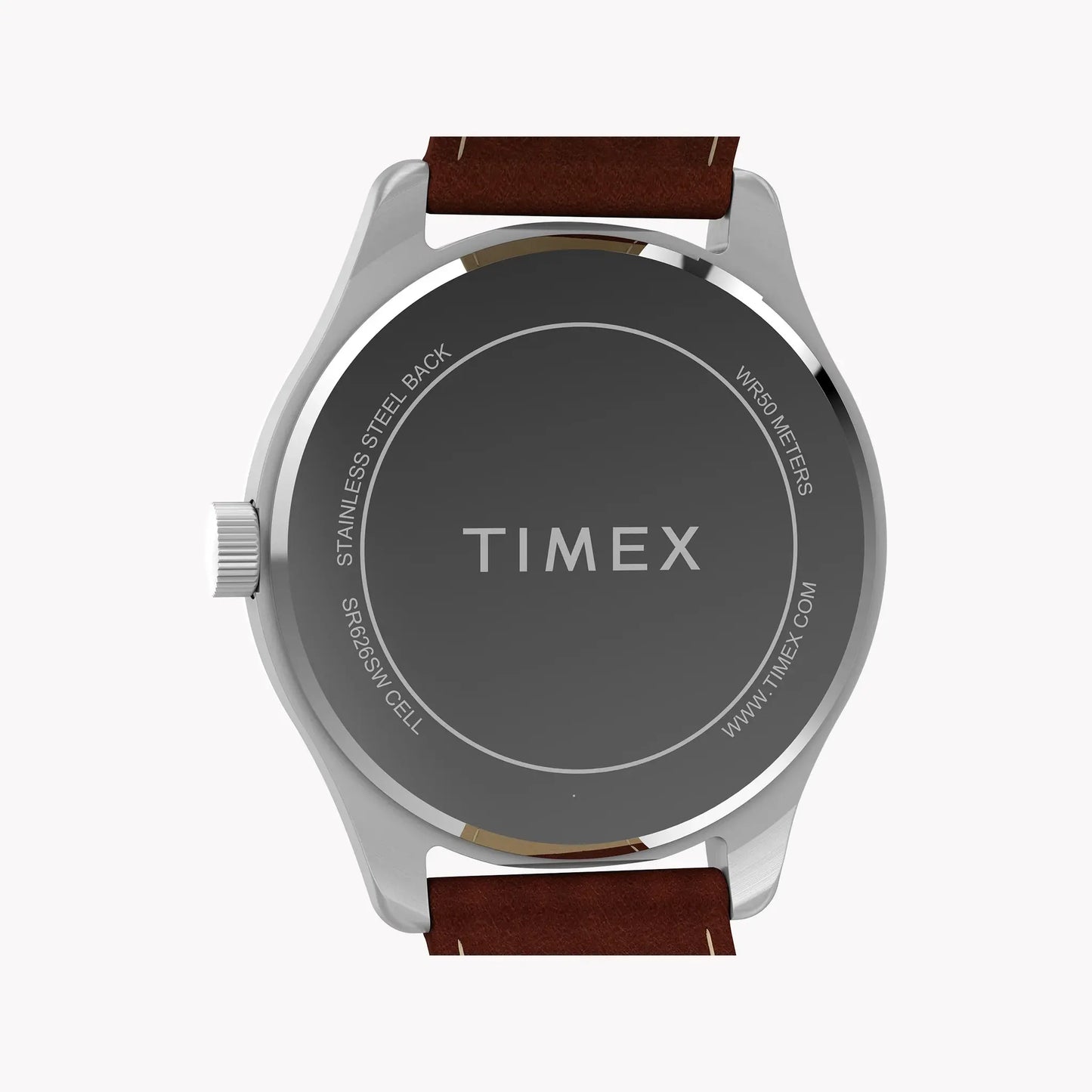 Mens Main Street Silver Tone Case Brown Strap Blue Dial Watch | TW2Y16200 by TIMEX