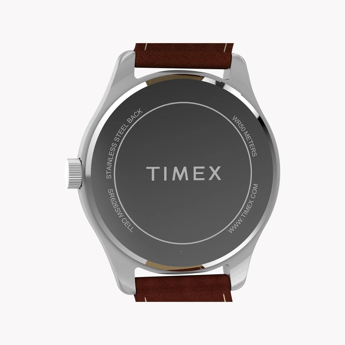 Mens Main Street Silver Tone Case Brown Strap Blue Dial Watch | TW2Y16200 by TIMEX