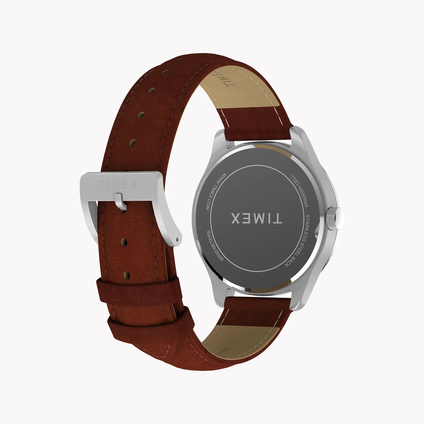 Mens Main Street Silver Tone Case Brown Strap Blue Dial Watch | TW2Y16200 by TIMEX