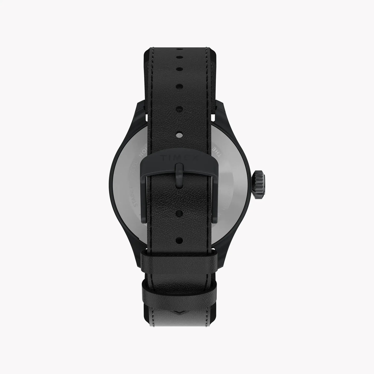 Waterbury ACE SST Black Dial Black Leather Strap Watch TW2Y18900 by TIMEX