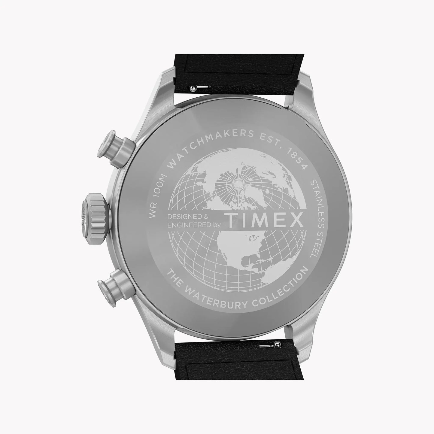 Waterbury Ace Chronograph SST Silver Dial Brown Leather Strap | TW2Y19000 by TIMEX