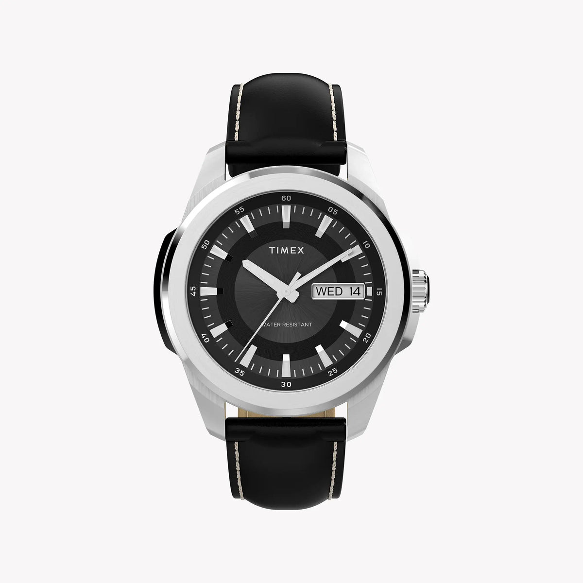 TIMEX Men's Silver-Tone Steel, Black Leather | TW2Y20600 by TIMEX
