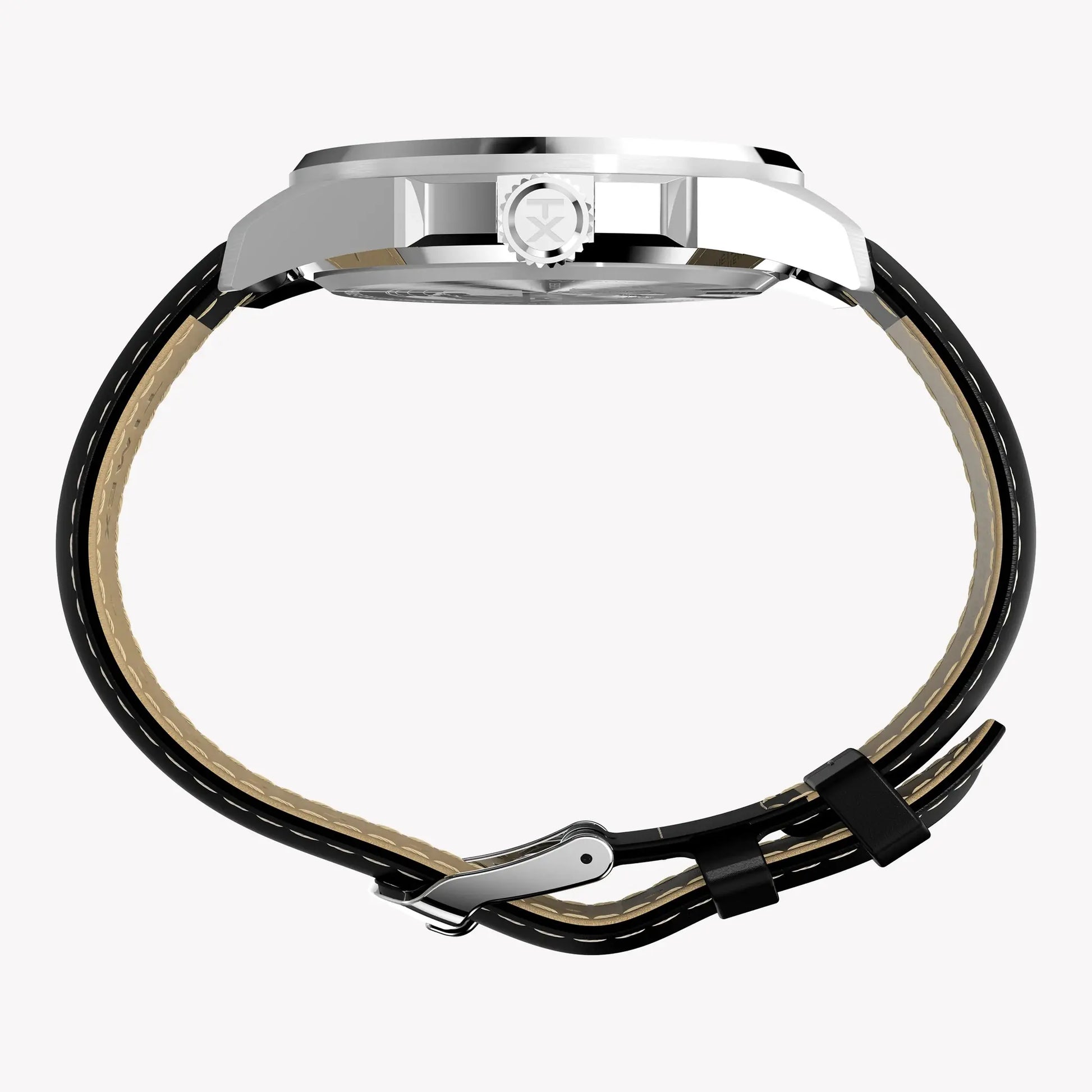 TIMEX Men's Silver-Tone Steel, Black Leather | TW2Y20600 by TIMEX