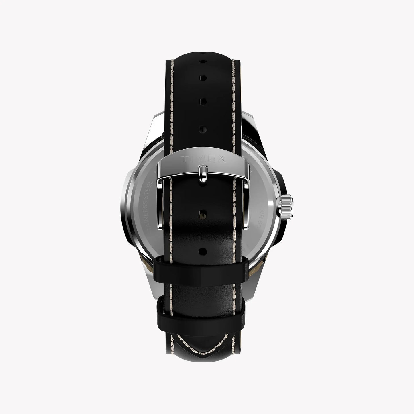 TIMEX Men's Silver-Tone Steel, Black Leather | TW2Y20600 by TIMEX