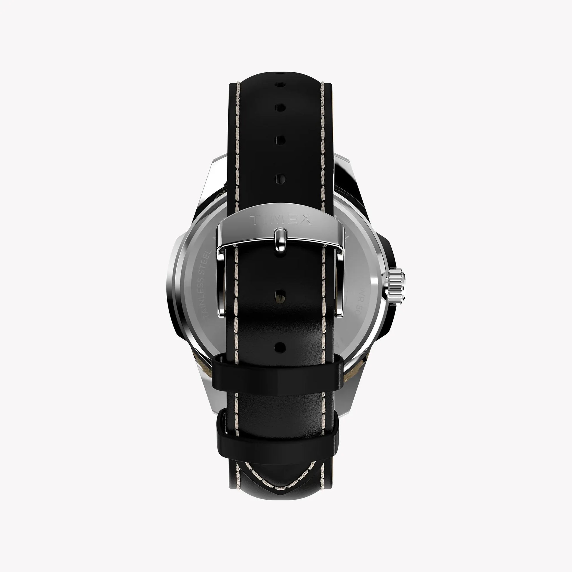 TIMEX Men's Silver-Tone Steel, Black Leather | TW2Y20600 by TIMEX