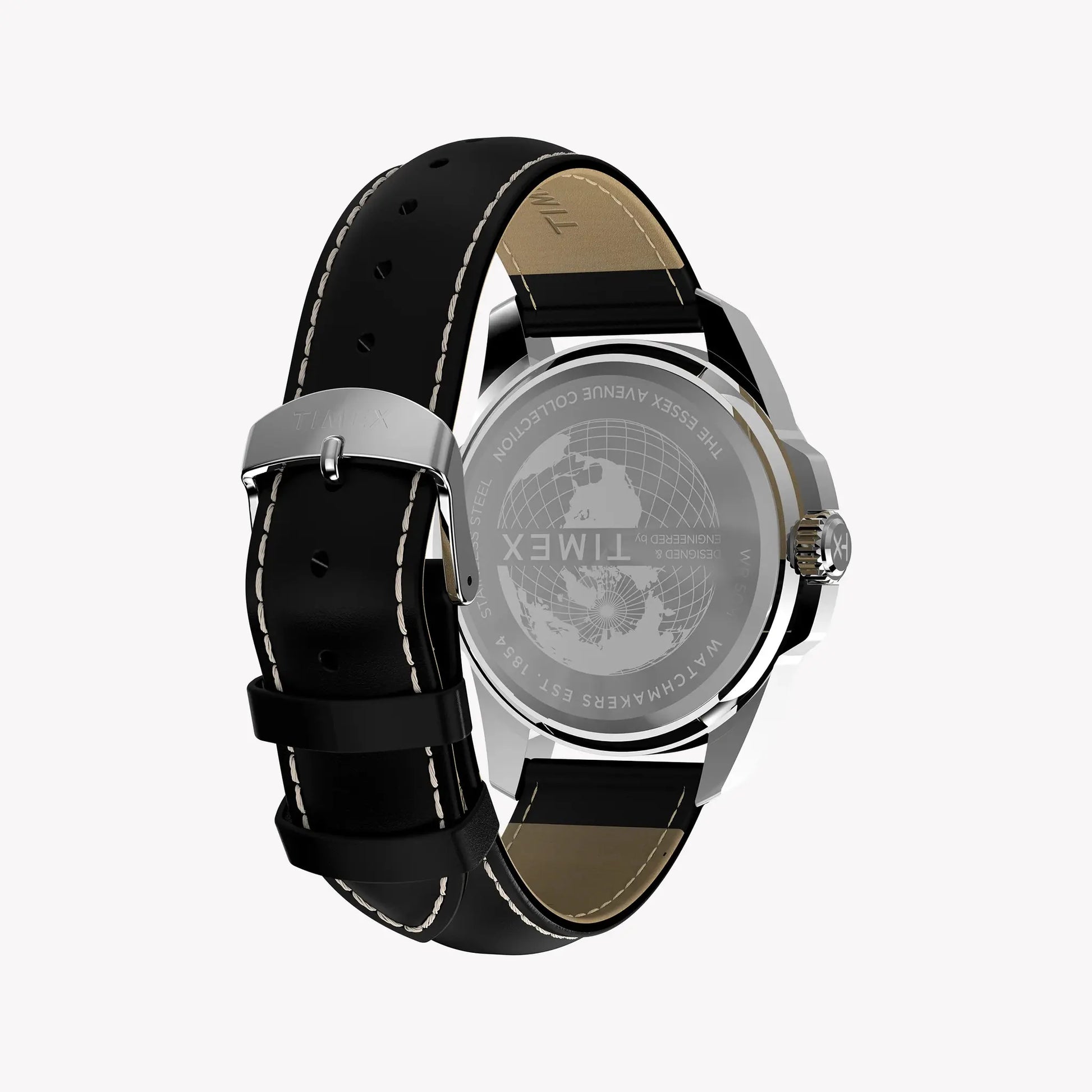 TIMEX Men's Silver-Tone Steel, Black Leather | TW2Y20600 by TIMEX