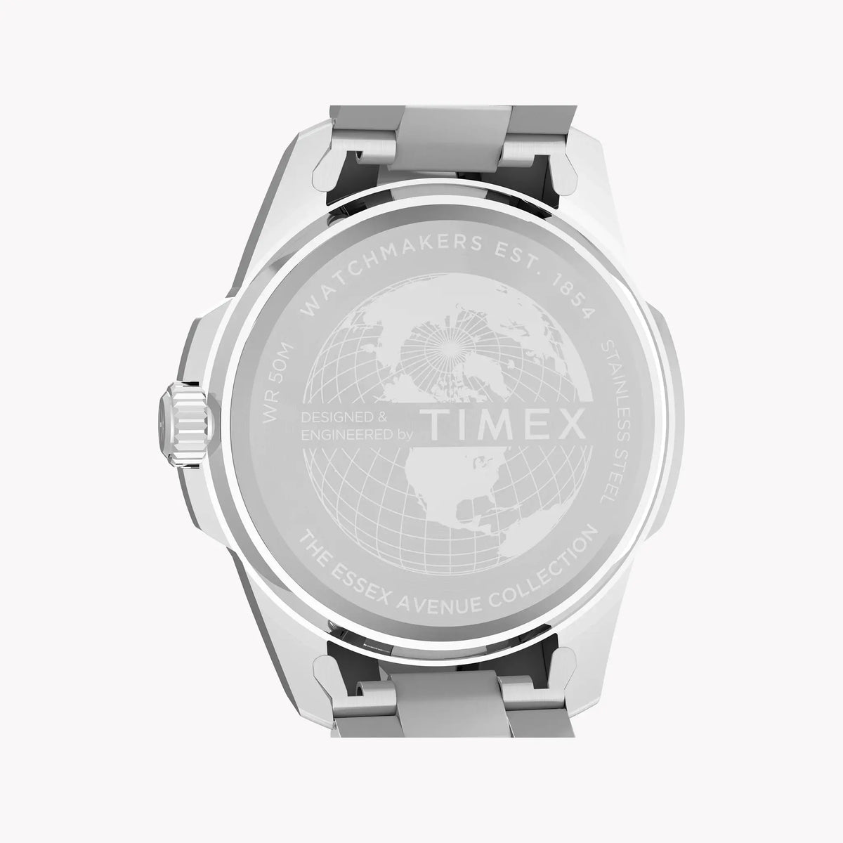 Essex 3-Hand Black Dial SST Bracelet | TW2Y21000 Stylish Timepiece by TIMEX