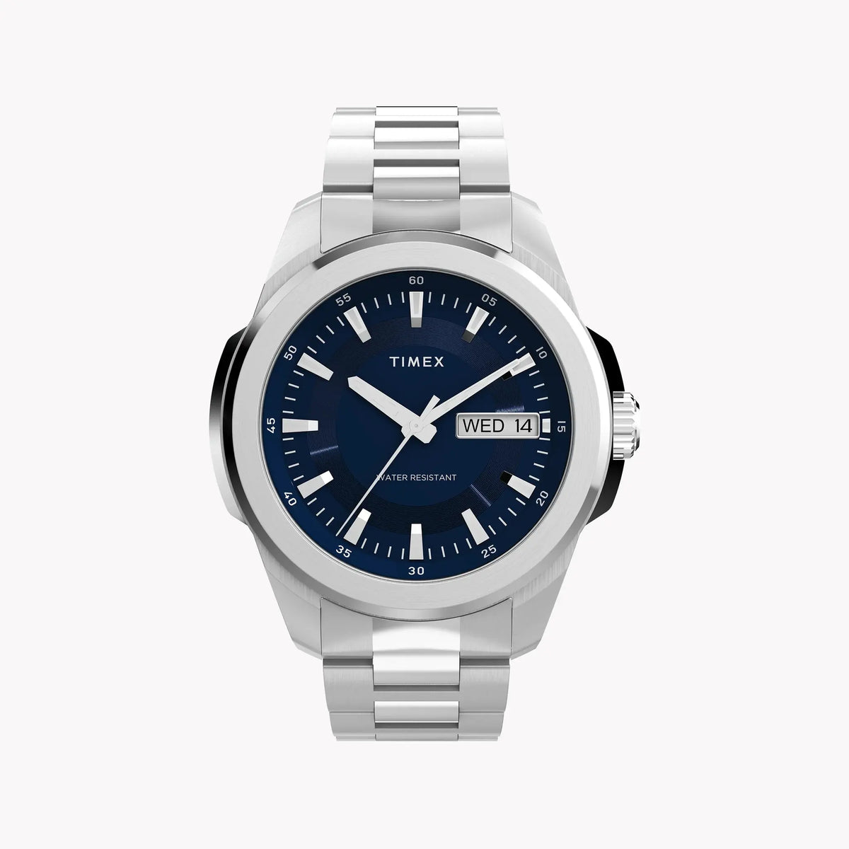 Essex 3-Hand Blue Dial SST Bracelet TW2Y21100 | Men's Silver Watch by TIMEX