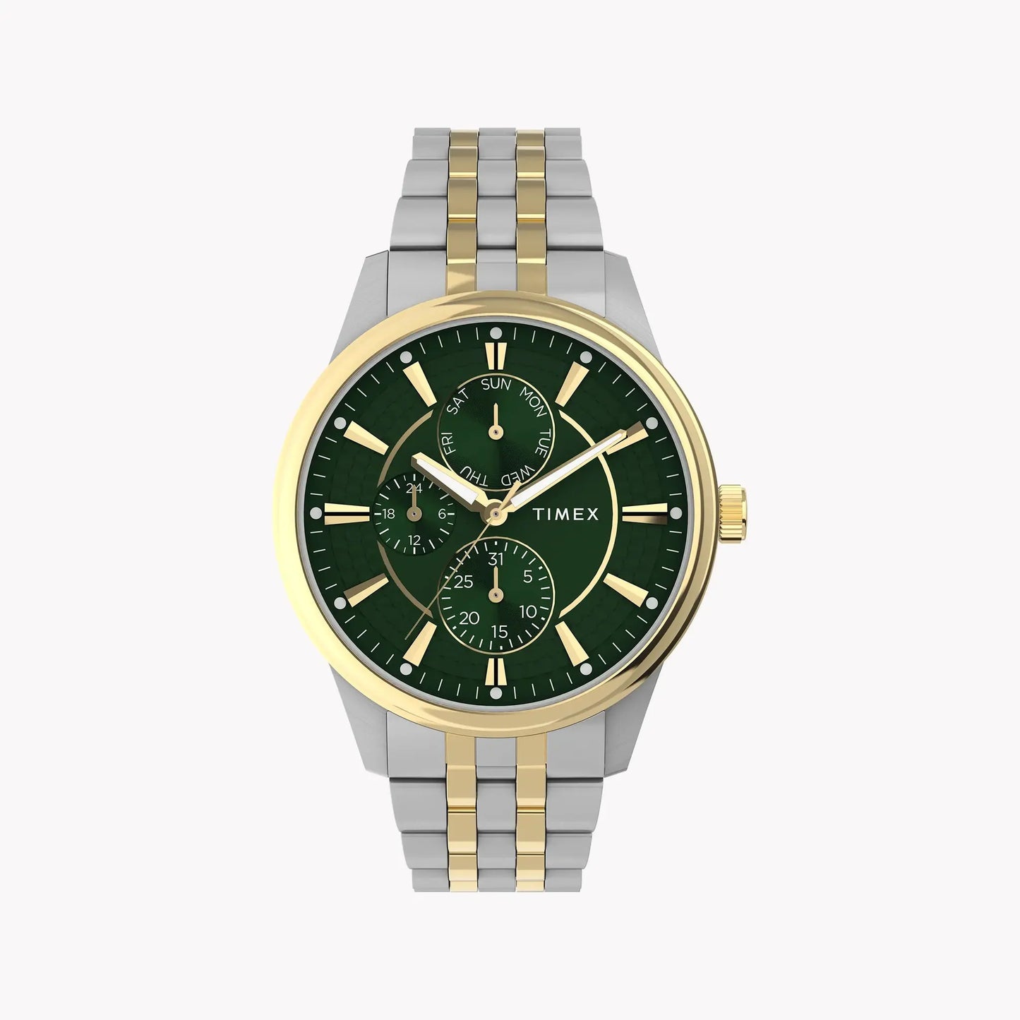 Chicago Multi 45mm Two-Tone Case Green Dial Bracelet TW2Y21400 by TIMEX