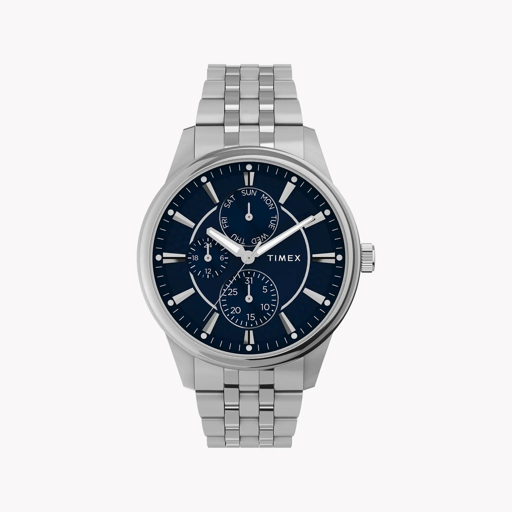Chicago Multi 45mm Silver Tone Case Blue Dial Bracelet TW2Y21500 by TIMEX