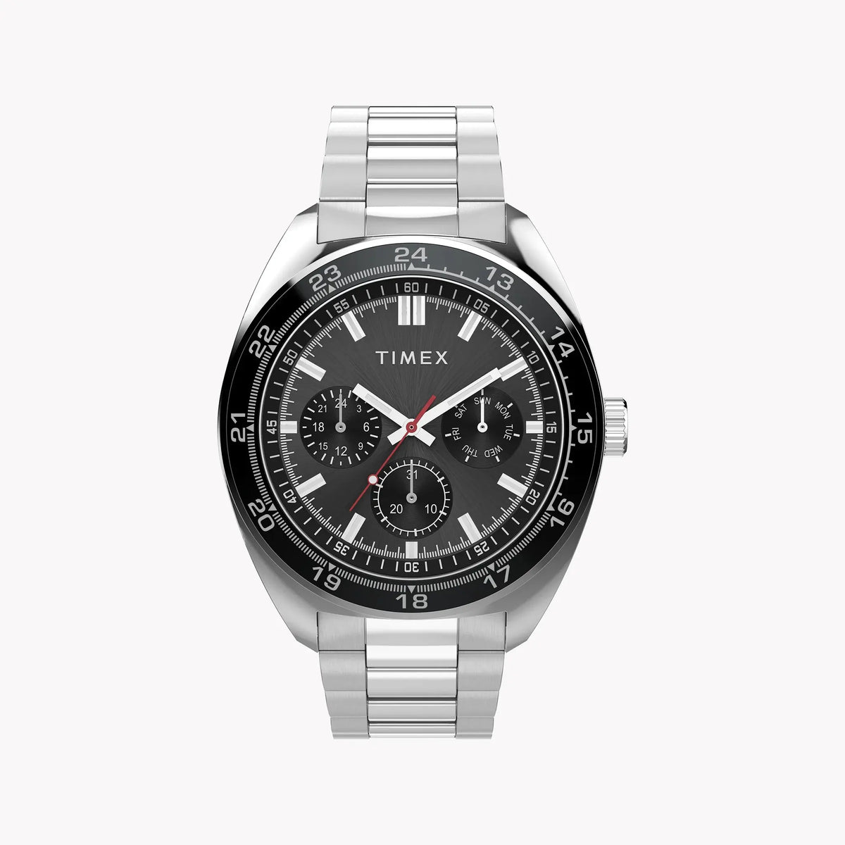 Mens Silver-tone Case & Bracelet with Black Dial TW2Y22600 | Stylish Watch by TIMEX