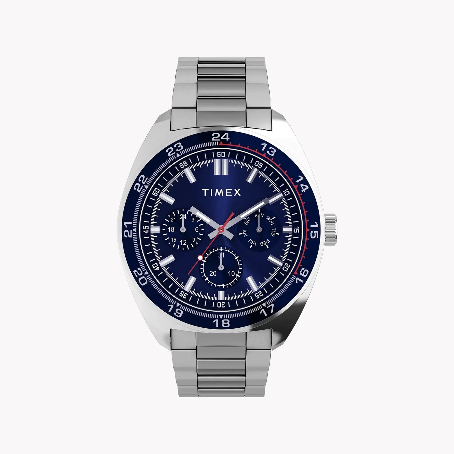 Mens Silver-Tone Case & Bracelet with Blue Dial TW2Y22700 | Stylish Watch by TIMEX