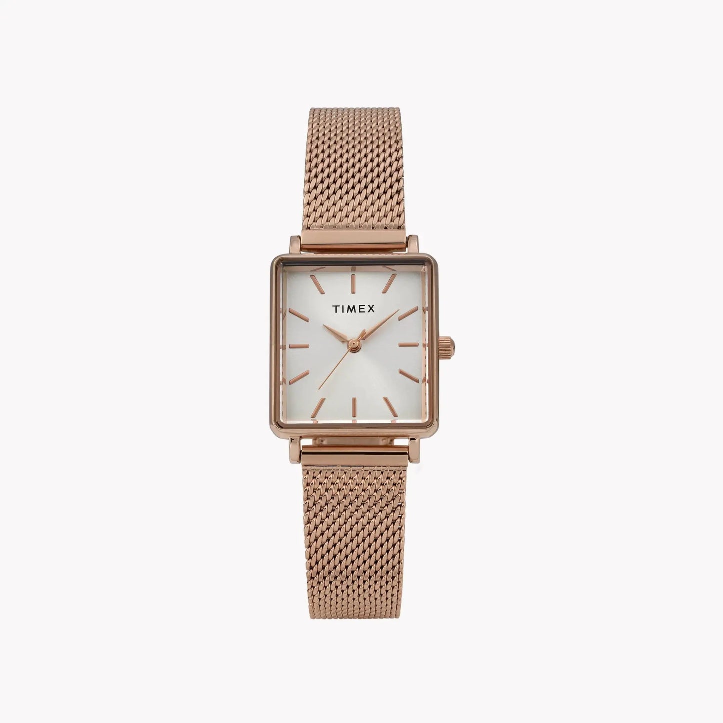 Transcend Rose Gold-tone Rectangle Watch with Silver Dial TW2Y26200 | Women’s Elegant Timepiece by TIMEX