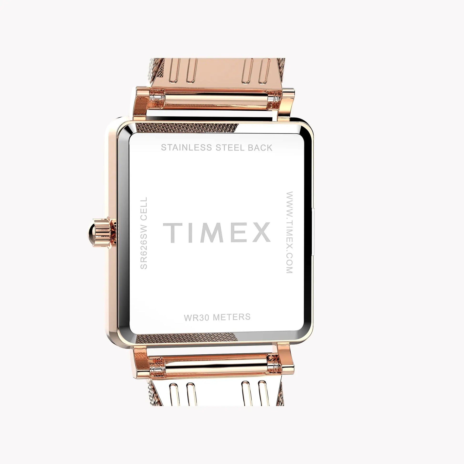 Transcend Rose Gold-tone Rectangle Watch with Silver Dial TW2Y26200 | Women’s Elegant Timepiece by TIMEX