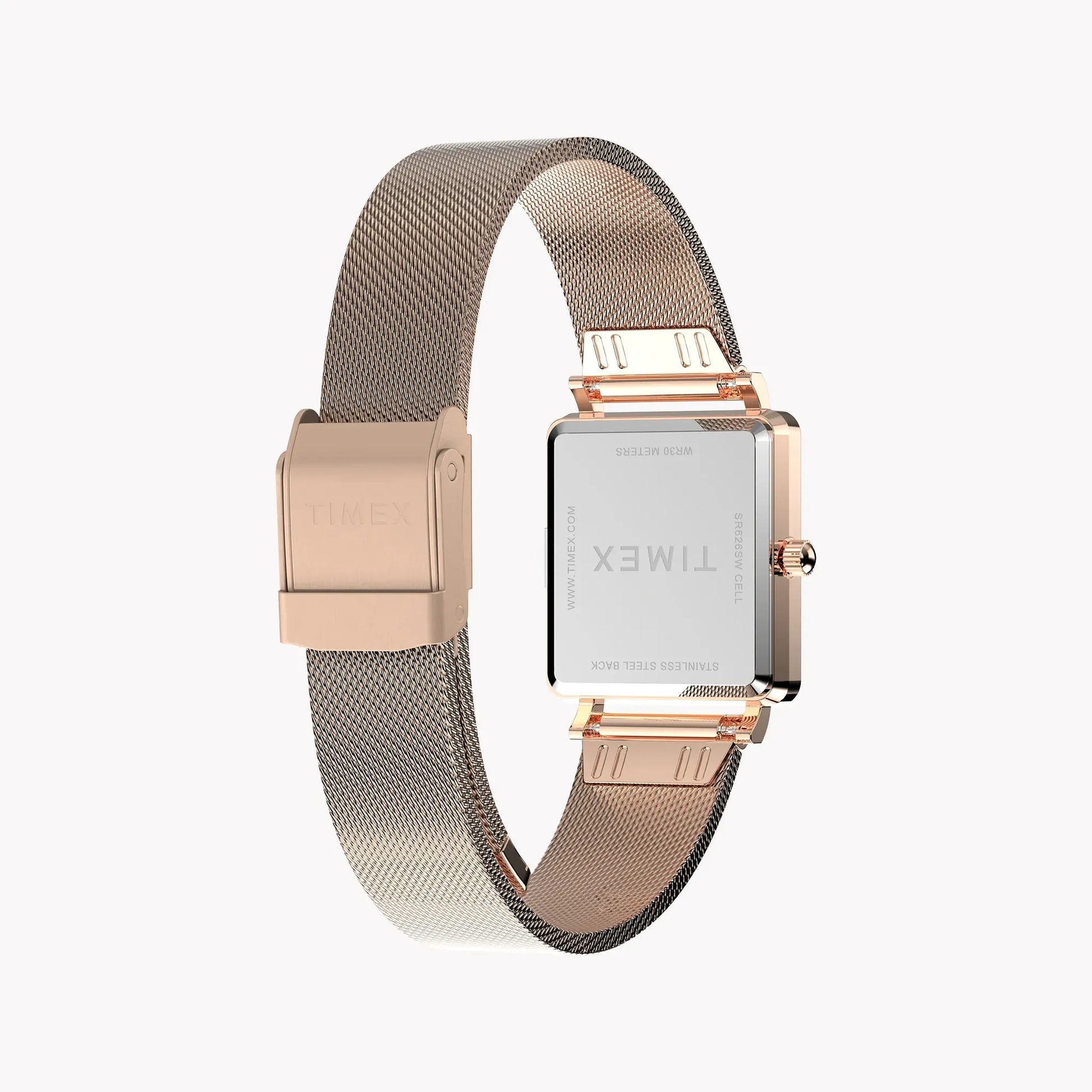 Transcend Rose Gold-tone Rectangle Watch with Silver Dial TW2Y26200 | Women’s Elegant Timepiece by TIMEX