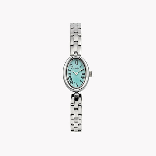 Cavatina Silver-Tone Case & Bracelet with Aquamarine Dial TW2Y26600 by TIMEX