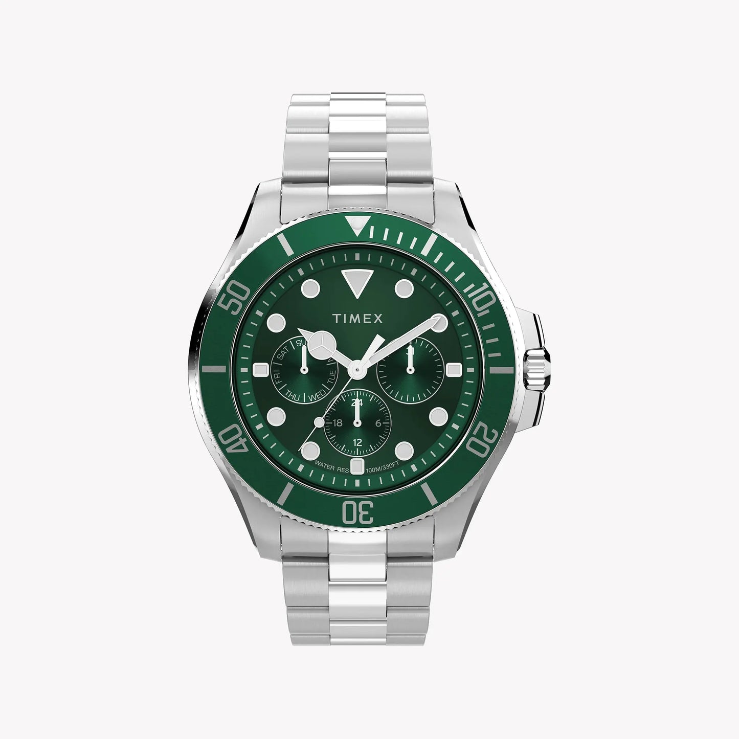 Timex Men's Silver-Tone Stainless Steel, Green Dial | TW2Y33200 by TIMEX