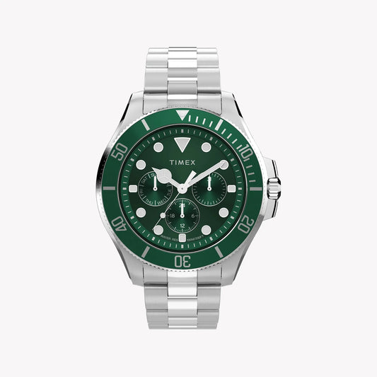 Timex Men's Silver-Tone Stainless Steel, Green Dial | TW2Y33200 by TIMEX