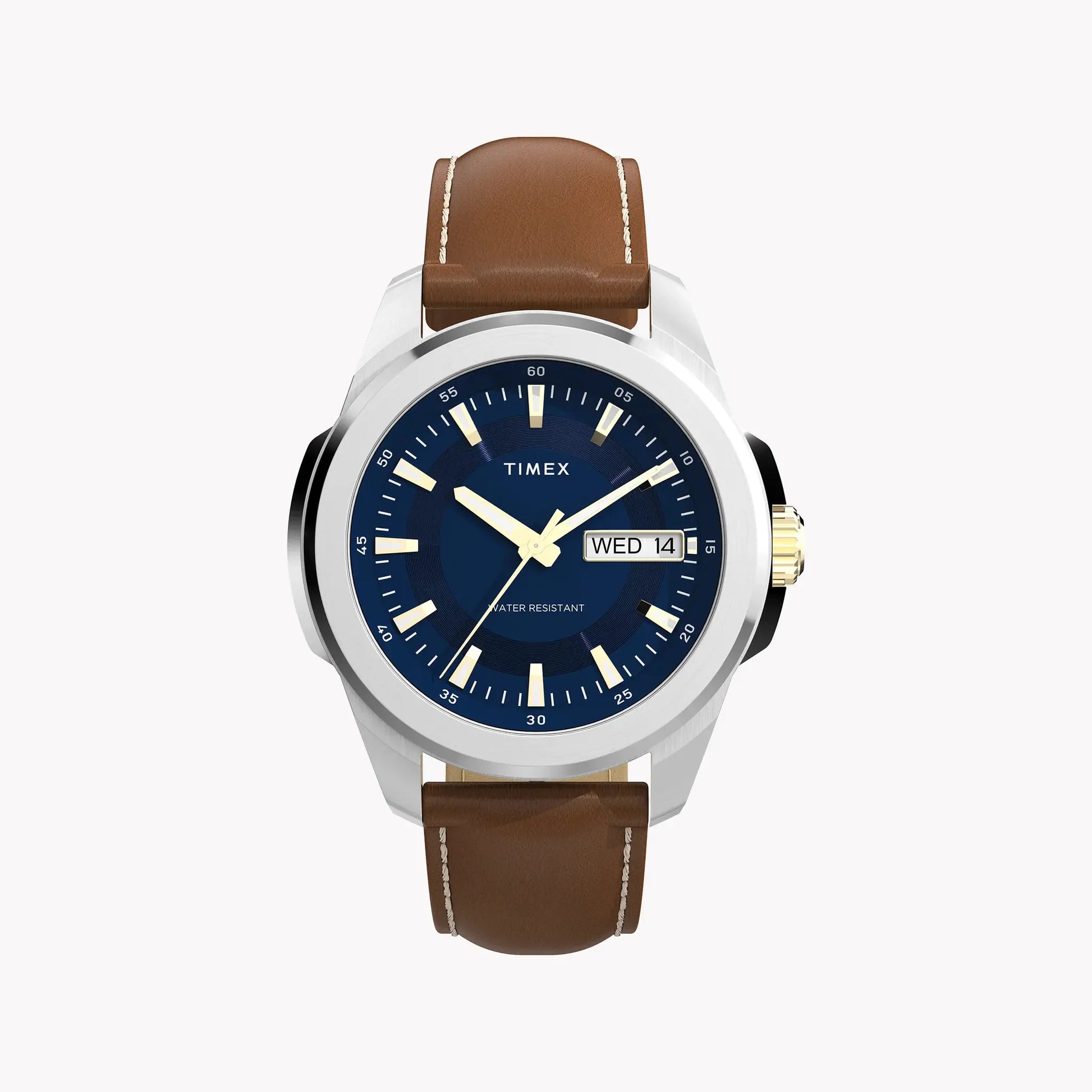 Essex 3-Hand Strap Blue Dial Brown Leather Watch | TW2Y38100 by TIMEX