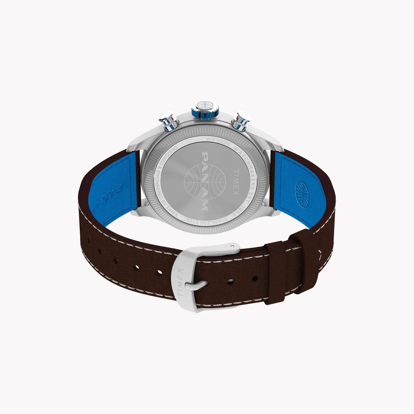 Waterbury ACE Pan Am S.E. Chrono SST Silver Dial Brown Leather Strap | TW2Y38700 by TIMEX