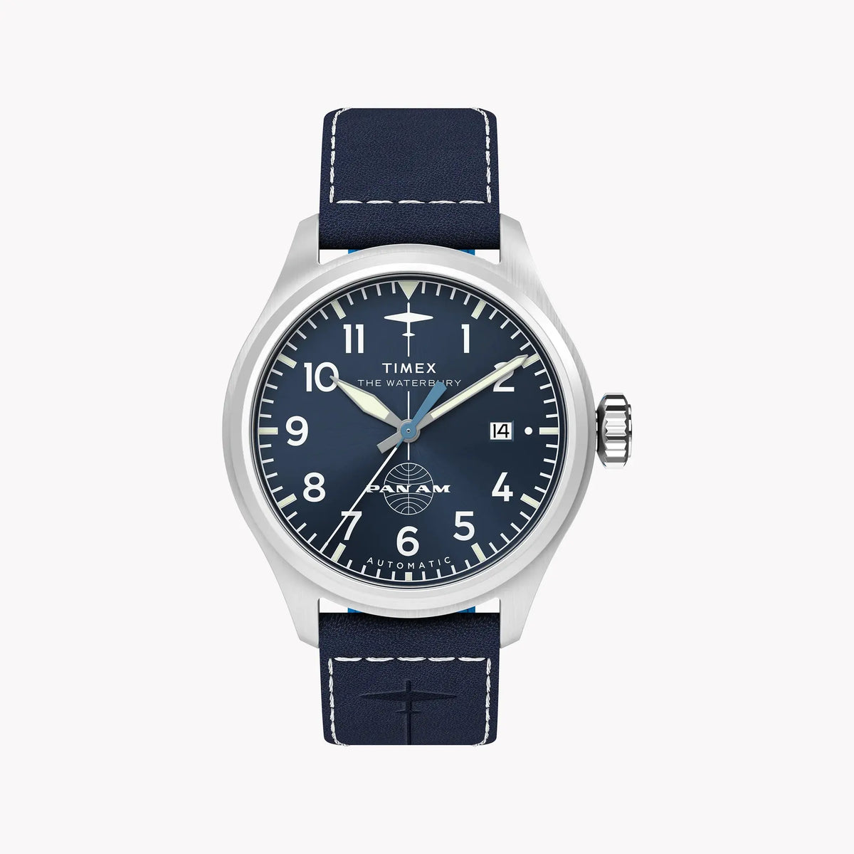 Waterbury ACE Pan Am S/E Automatic Blue Dial Blue Leather Strap Watch | TW2Y38800 by TIMEX