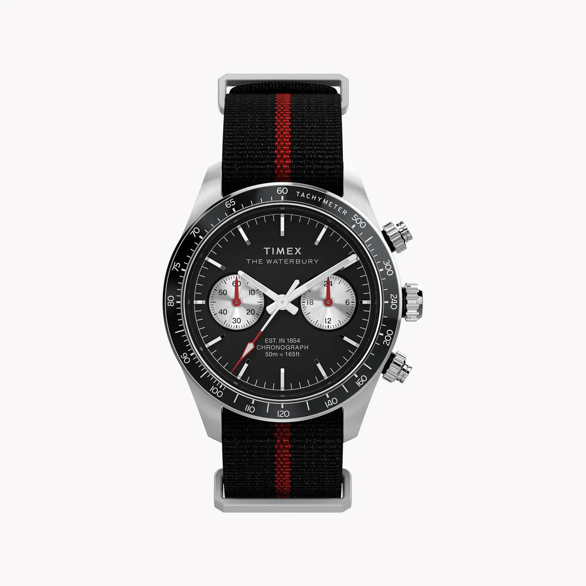 Waterbury Heritage Chrono SST Black Dial Fabric Strap TW2Y38900 | Men's Sports Watch by TIMEX