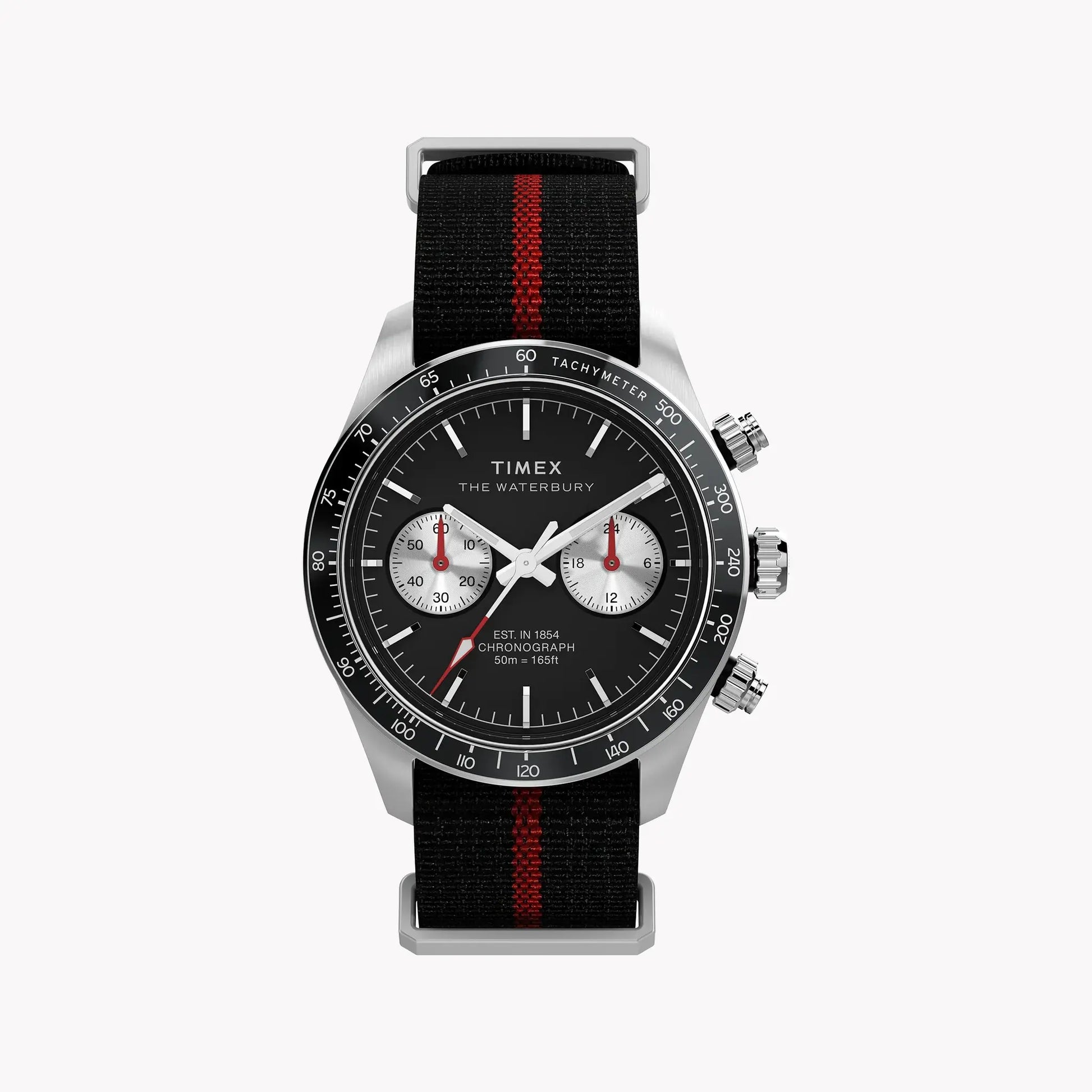 Waterbury Heritage Chrono SST Black Dial Fabric Strap TW2Y38900 | Men's Sports Watch by TIMEX