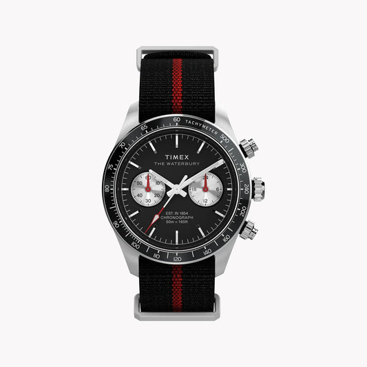 Waterbury Heritage Chrono SST Black Dial Fabric Strap TW2Y38900 | Men's Sports Watch by TIMEX