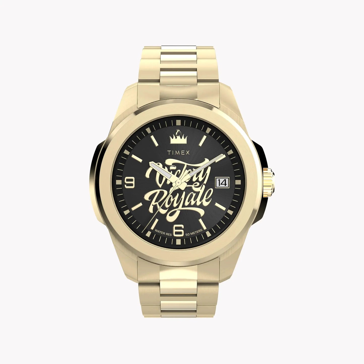 TIMEX X Fortnite Essex 45mm Gold Tone Case Black Dial Bracelet | TW2Y47200 by TIMEX