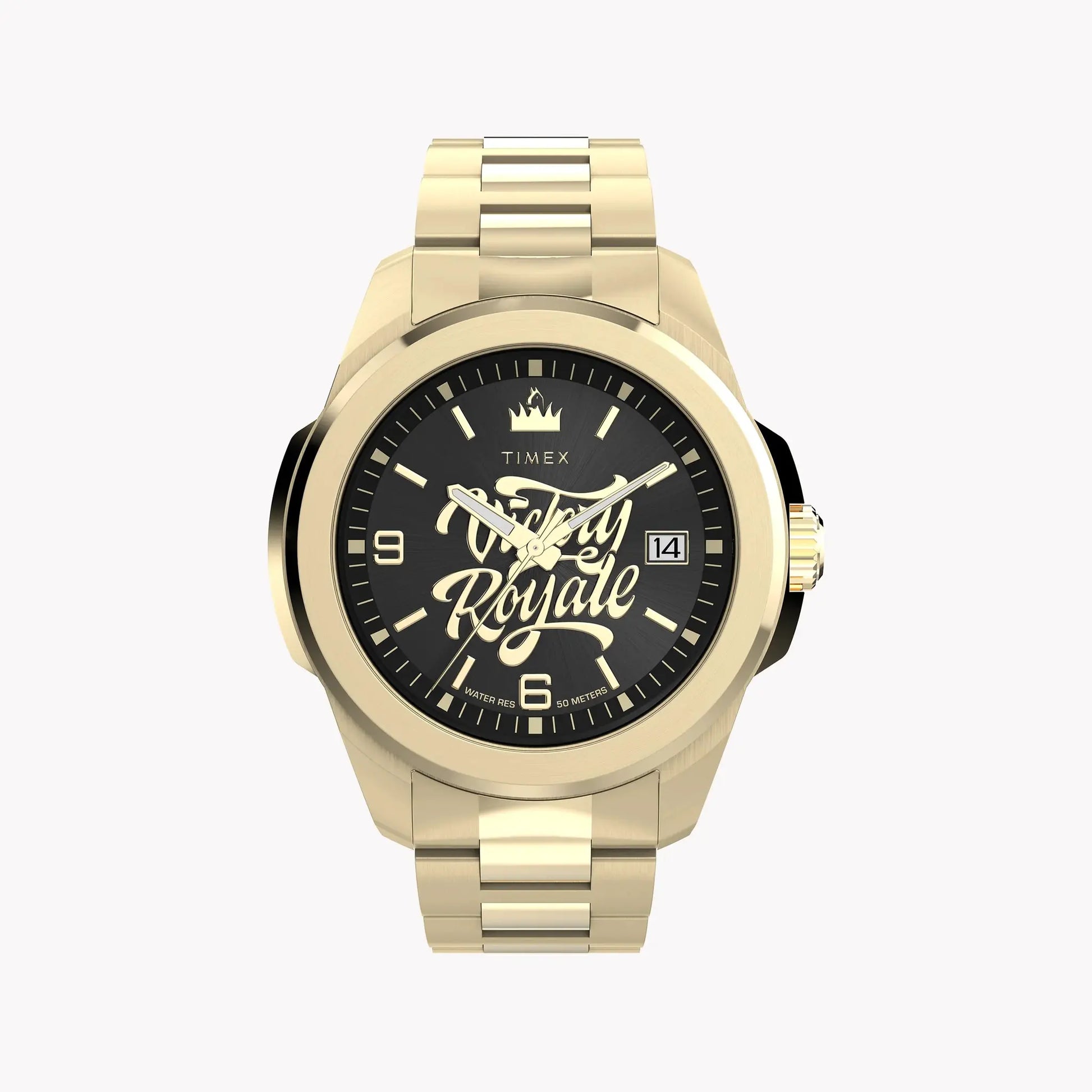 TIMEX X Fortnite Essex 45mm Gold Tone Case Black Dial Bracelet | TW2Y47200 by TIMEX