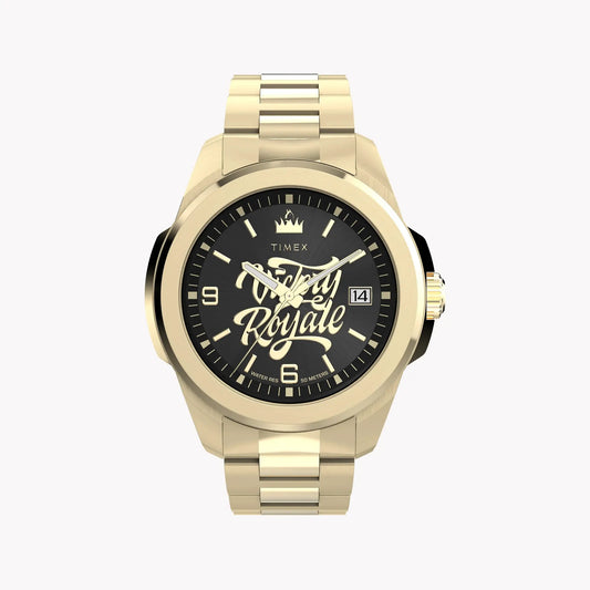 TIMEX X Fortnite Essex 45mm Gold Tone Case Black Dial Bracelet | TW2Y47200 by TIMEX