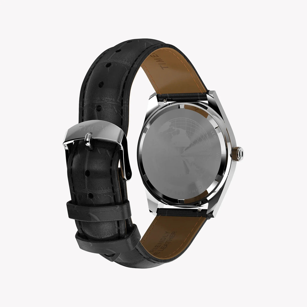 TIMEX Men's Red Dial Silver Steel, Black Leather | TW2Y55700 by TIMEX