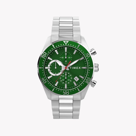 TIMEX Men's Silver-Tone Stainless Steel, Green | TW2Y62100 by TIMEX