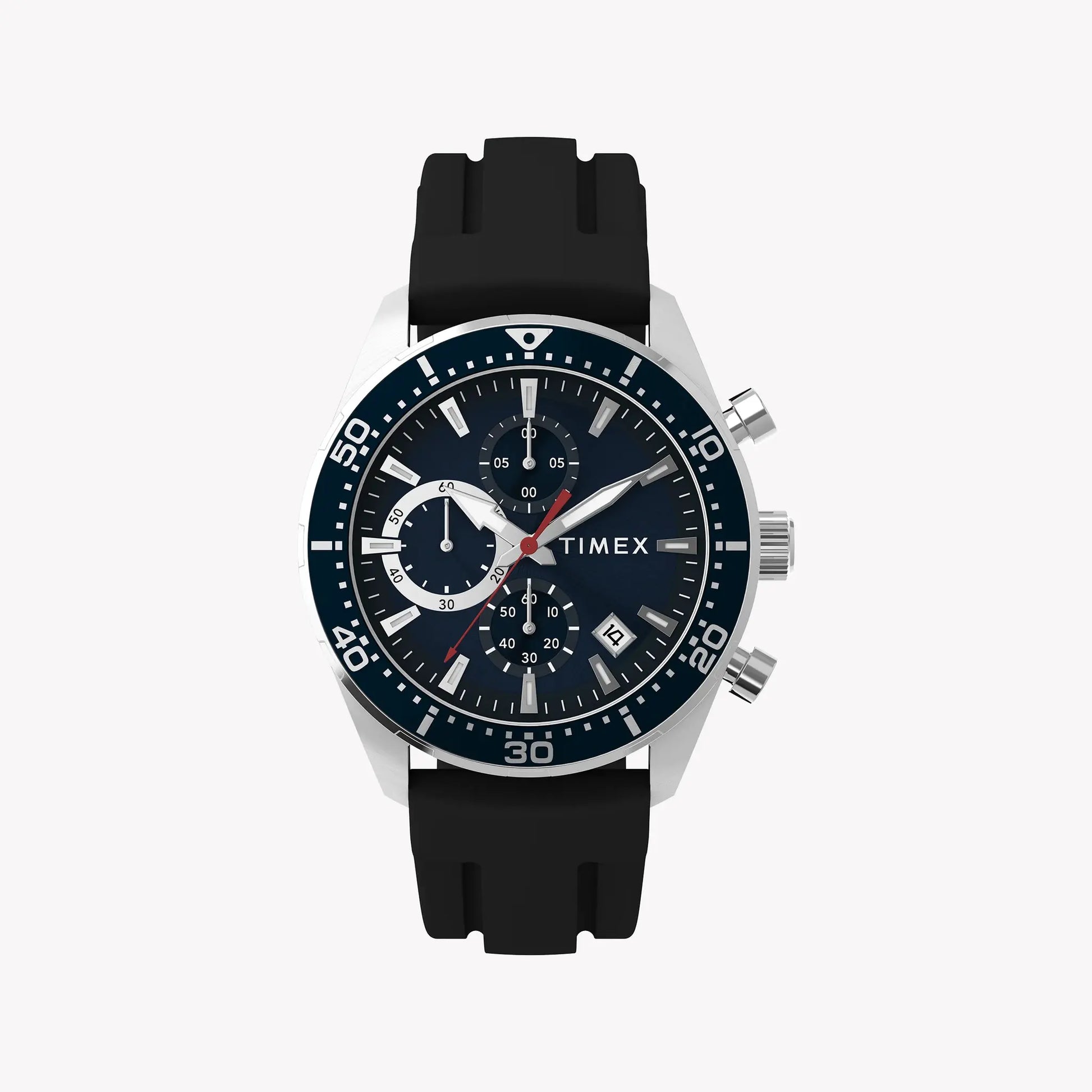 TIMEX Men's Silver-Tone SS, Black Silicone | TW2Y62300 by TIMEX
