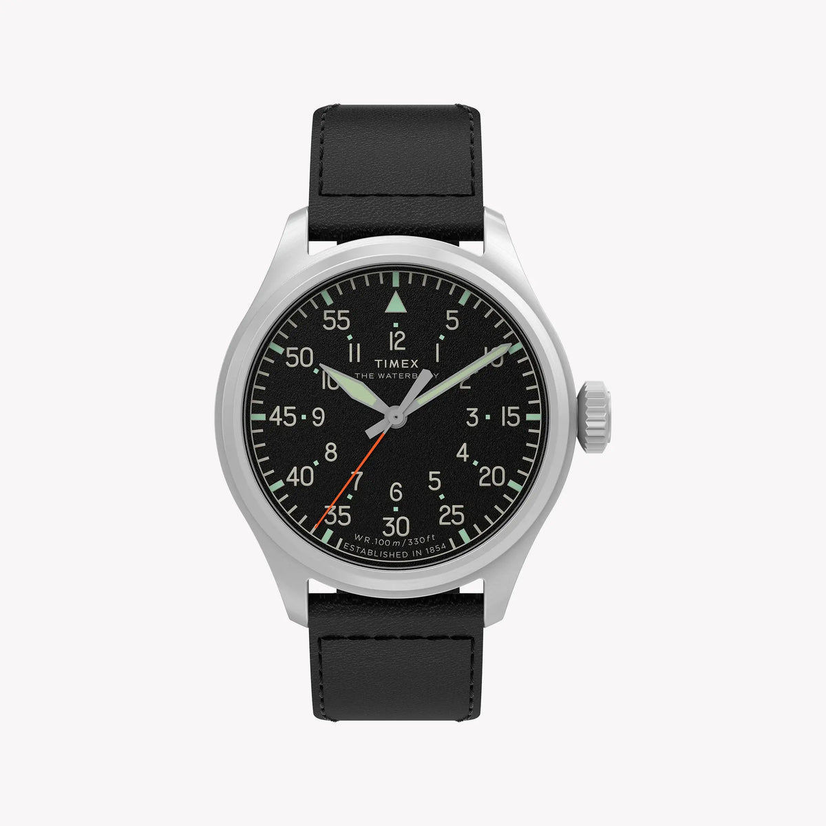 TIMEX Men's Silver-Tone SS, Black Lthr | TW2Y70400 by TIMEX