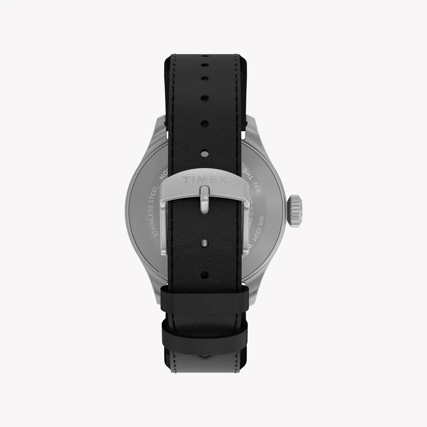 TIMEX Men's Silver-Tone SS, Black Lthr | TW2Y70400 by TIMEX
