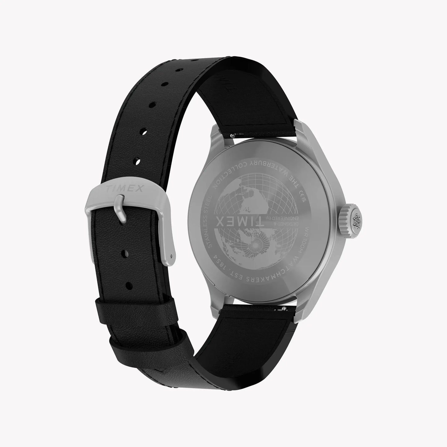 TIMEX Men's Silver-Tone SS, Black Lthr | TW2Y70400 by TIMEX