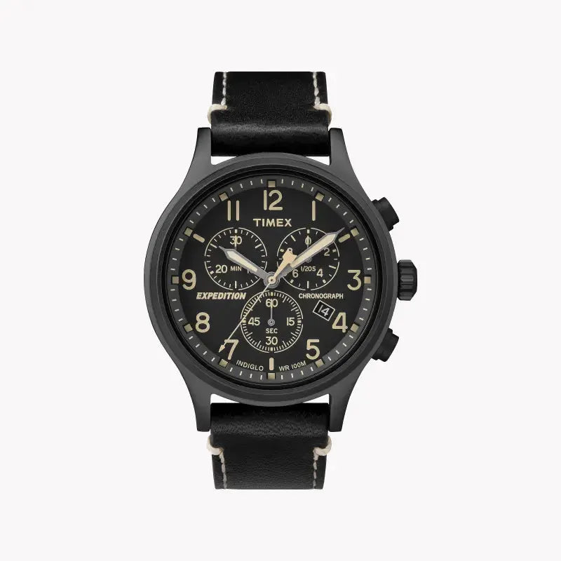 Timex Men's Black Leather Watch, Brass Case | Tw4b09100 by TIMEX