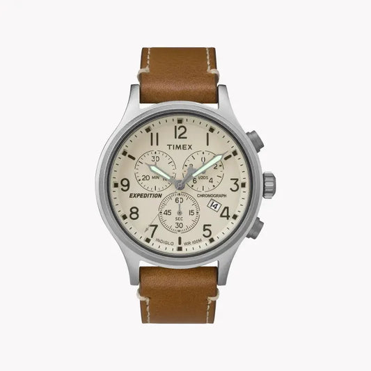 Timex Men's Brass Watch, Tan Leather, Off White Dial | Tw4b09200 by TIMEX
