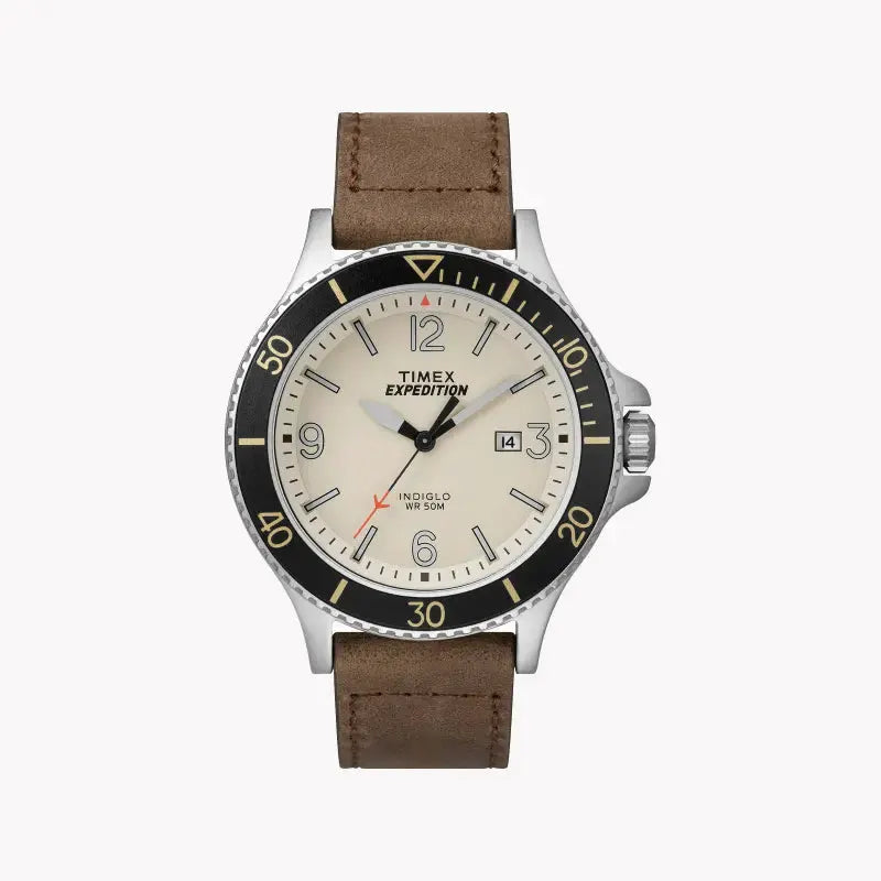 Timex Men's Tan Leather Watch, Off White Dial | Tw4b10600 by TIMEX