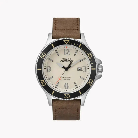Timex Men's Tan Leather Watch, Off White Dial | Tw4b10600 by TIMEX