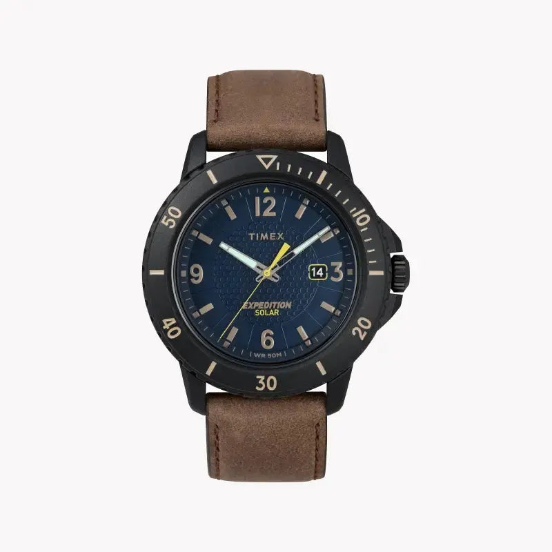 Timex Men's Brown Leather Watch, Blue Dial | Tw4b14600 by TIMEX