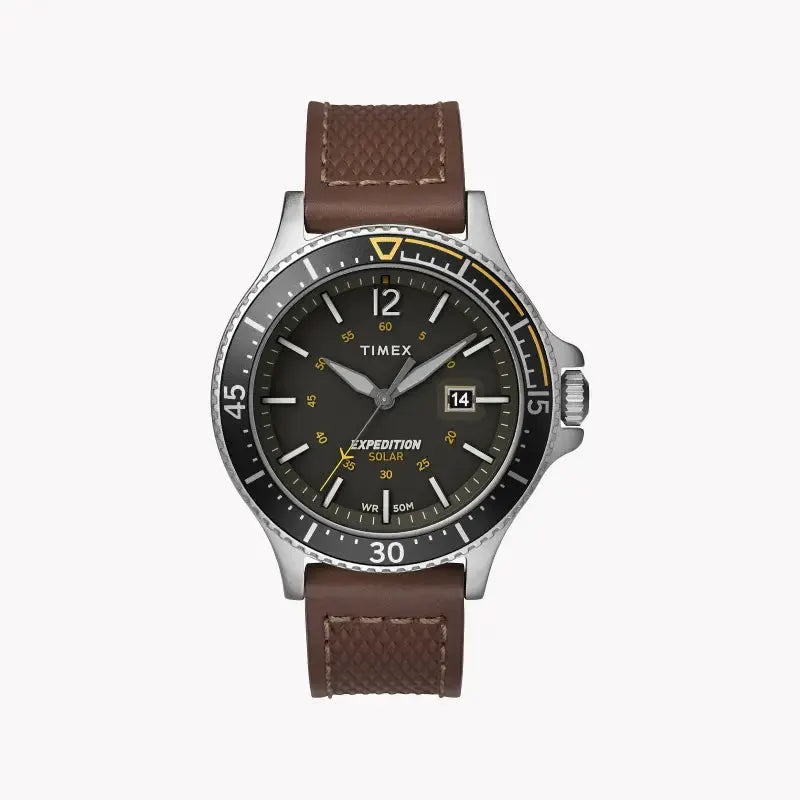 Timex Men's Brown Leather Watch, Gray Dial | Tw4b15100 by TIMEX