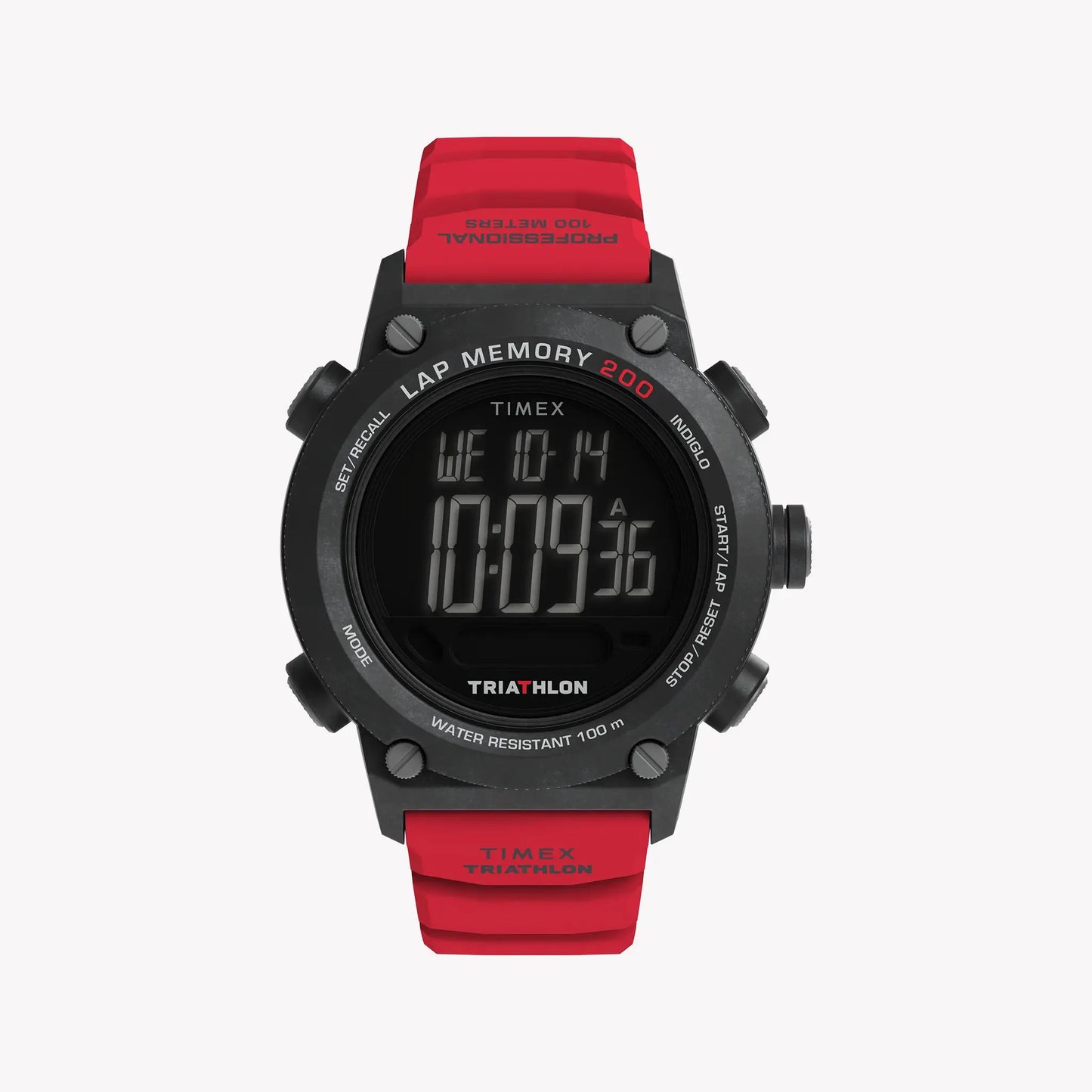 TIMEX Men's Black Case Red Band, Digital | TW5M67000 by TIMEX